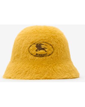 Burberry Knight Stamp Faux Fur Bucket Hat - Yellow