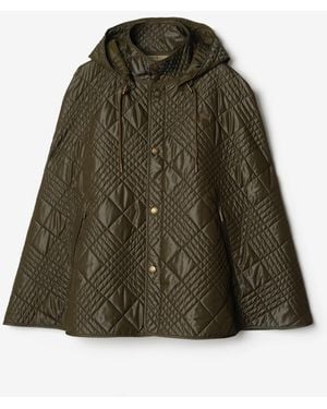 Burberry Micro Check-Stitch Nylon Blend Cape - Green