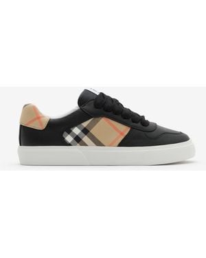 Burberry Childrens Check And Leather Trainers - Multicolour