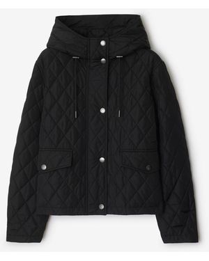Burberry Cropped Quilted Nylon Hooded Jacket - Black
