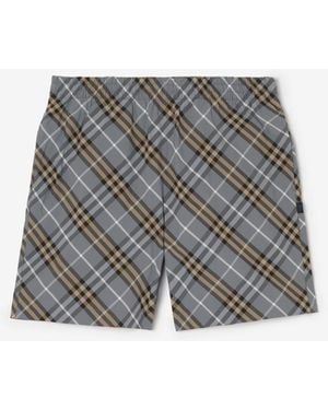 Burberry Check Swim Shorts - Grey