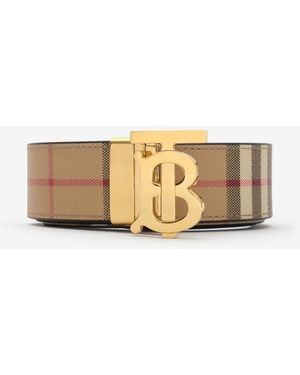 Burberry Reversible Check Tb Belt - Natural