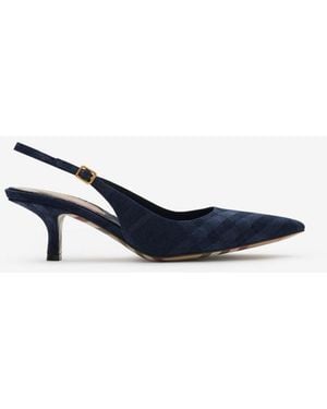 Burberry Check Dame Slingback Pumps​ - Blue