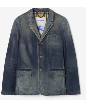 Burberry Coated Denim Tailored Jacket - Blue