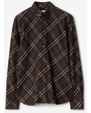 Burberry Relaxed Fit Check Cotton Flannel Shirt - Brown