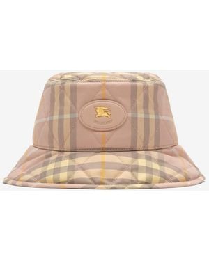 Burberry Quilted Horseshoe Bucket Hat - Natural