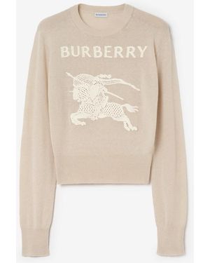 Burberry Knight Cotton Wool Jumper - Natural