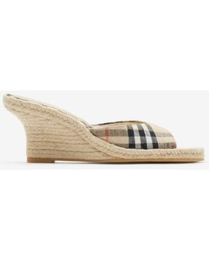 Burberry Check Mews Espadrille Mules​ - Natural
