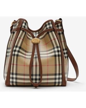 Burberry Small Check Bucket Bag - Brown