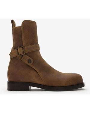 Burberry Waxed Suede Ledger Boots - Brown