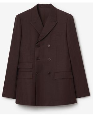 Burberry Striped Wool Mohair Tailored Jacket - Brown