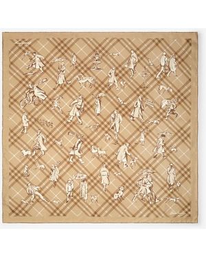 Burberry Check Mates Silk Scarf - Natural