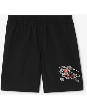 Burberry Heart Knight Cotton Shorts - Black