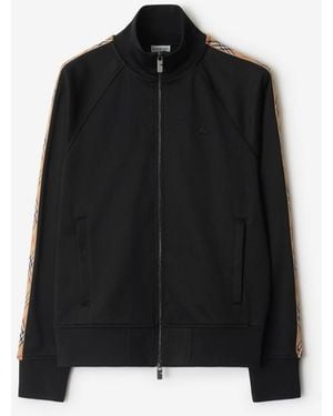 Burberry Check Trim Cotton Blend Track Jacket - Black