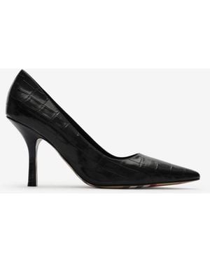 Burberry Crocodile-Effect Leather Dame High Court Shoes - Black