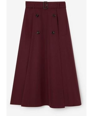 Burberry Tropical Gabardine Trench Midi Skirt - Red