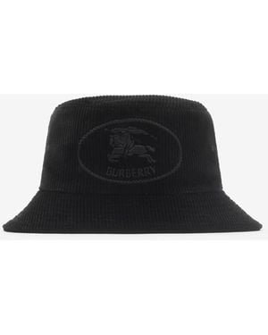 Burberry Knight Stamp Corduroy Bucket Hat - Black