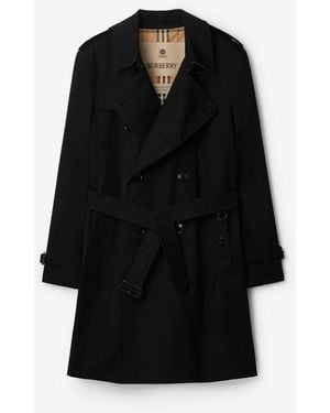 Burberry Mid-Length Kensington Heritage Trench Coat - Black