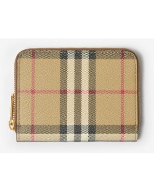 Burberry Small Check Zip Wallet - Natural