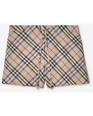 Burberry Check Cotton Pajama Shorts - Natural
