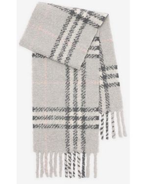 Burberry Check Alpaca Wool Blend Bouclé Scarf - Metallic
