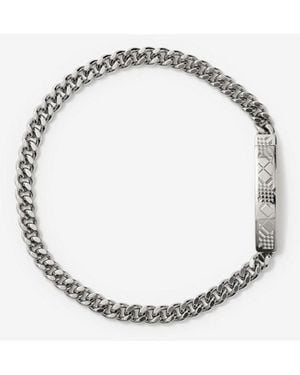 Burberry Engraved Check Chain Bracelet - Métallisé