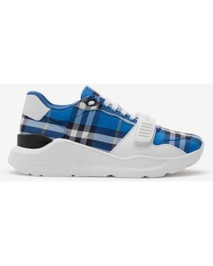 Burberry Check Nylon Trainers - Blue