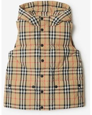 Burberry Childrens Check Nylon Puffer Gilet - Natural