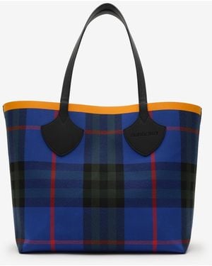 Burberry Large Check Tote - Blue