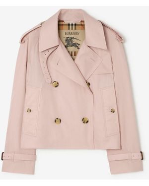 Burberry Cropped Tropical Gabardine Mayfair Trench Jacket - Pink