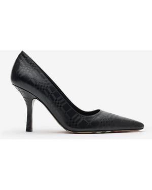 Burberry Check Leather Dame High Pumps - Black
