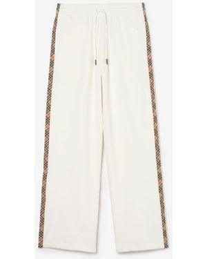Burberry Check Trim Cotton Track Trousers - Natural