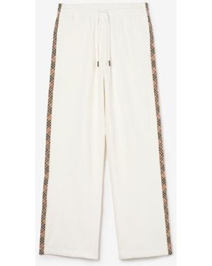 Burberry Check Trim Cotton Track Trousers - Natural