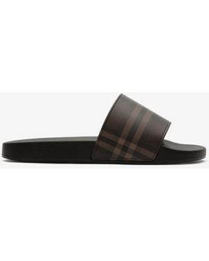Burberry Check Slides - Black