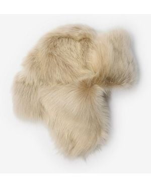 Burberry Shearling Trapper Hat - Natural
