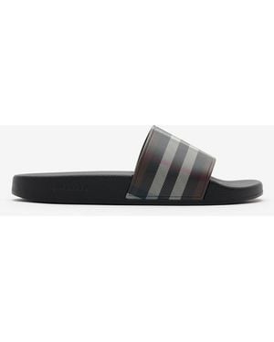 Burberry Check Slides - Black