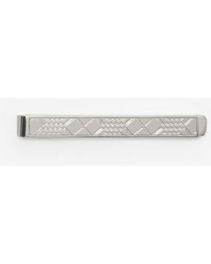 Burberry Engraved Check Tie Bar - White