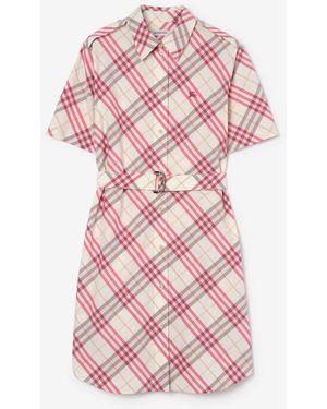 Burberry Check Cotton Shirt Dress - Pink