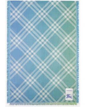 Burberry Gradient Check Wool Silk Scarf - Blue