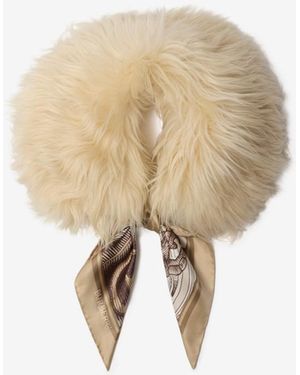 Burberry Scarf Trim Shearling Collar - Natural