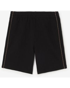 Burberry Check Piping Cotton Shorts - Black