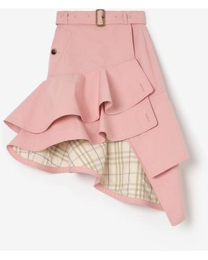 Burberry Ruffled Gabardine Trench Skirt - Pink