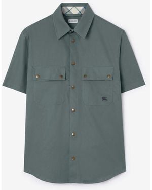 Burberry Relaxed Fit Tropical Gabardine Shirt - Grey