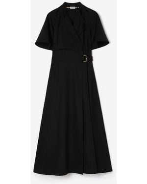 Burberry Wool Twill Wrap Dress - Black
