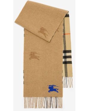 Burberry Reversible Knight Check Cashmere Scarf - Natural