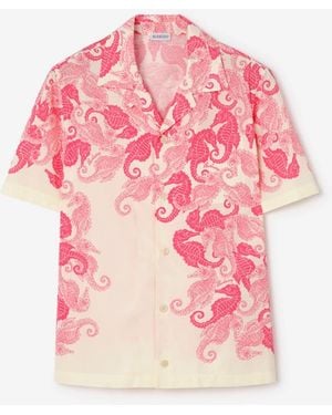 Burberry Relaxed Fit Seahorses Cotton Shirt - Pink