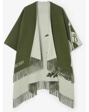 Burberry Knight Wool Cashmere Cape - Green