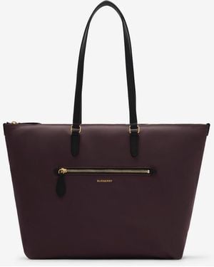 Burberry Large Nylon Zip Tote - Purple