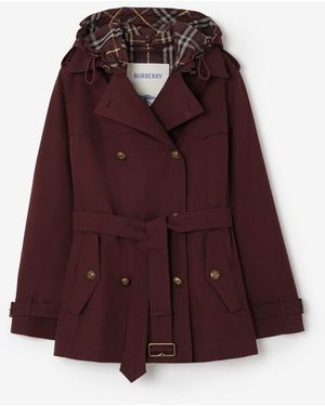 Burberry Short Tropical Gabardine Foxfield Trench Coat - Red