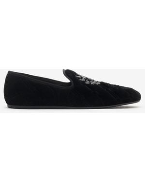 Burberry Quilted Velvet Estate Slippers - Black